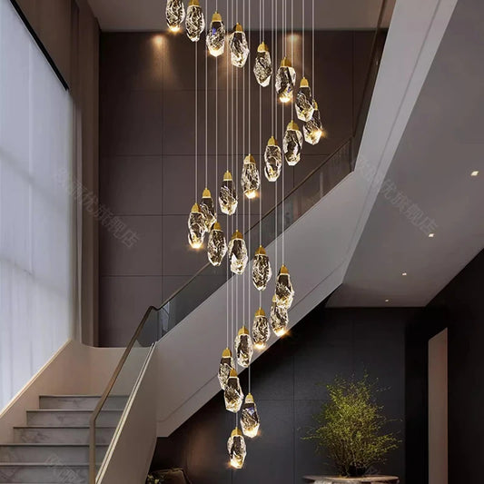Modern home decoration crystal chandelier, stair Pendant lamp, living room Pendant lights, interior lighting