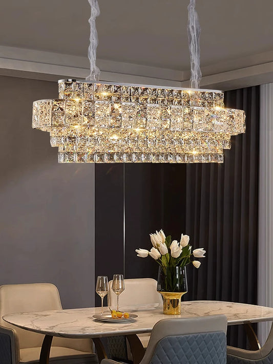 Crystal Ceiling Chandelier Modern Designer Home Decor Round Hanging Lamps for Living Room Golden / Chrome Stainless Steel Lustre