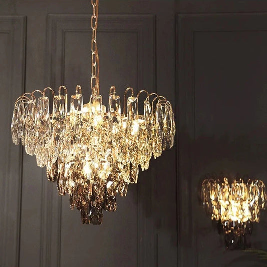 American Modern Luxury Chandelier Smoke Gray And Clear Crystal Art Light Home Decoration Suitable For Living Room, Dining Room