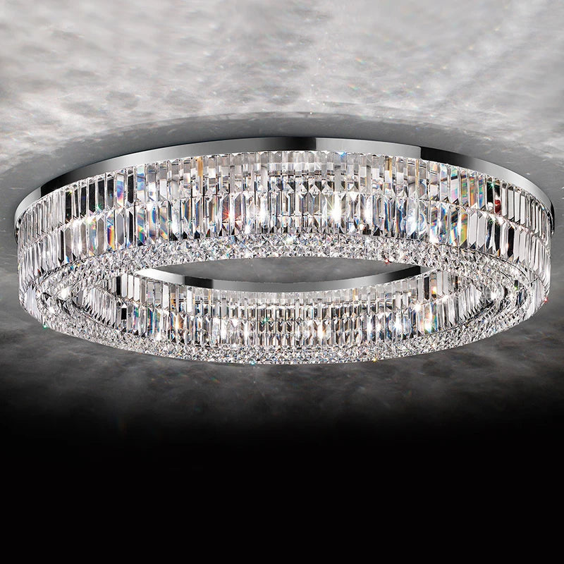 Modern Living Room Chandeliers Round/Square/Rectangle Chrome Hanging Light Fixtures Crystal Ceiling Chandelier For Bedroom Decor