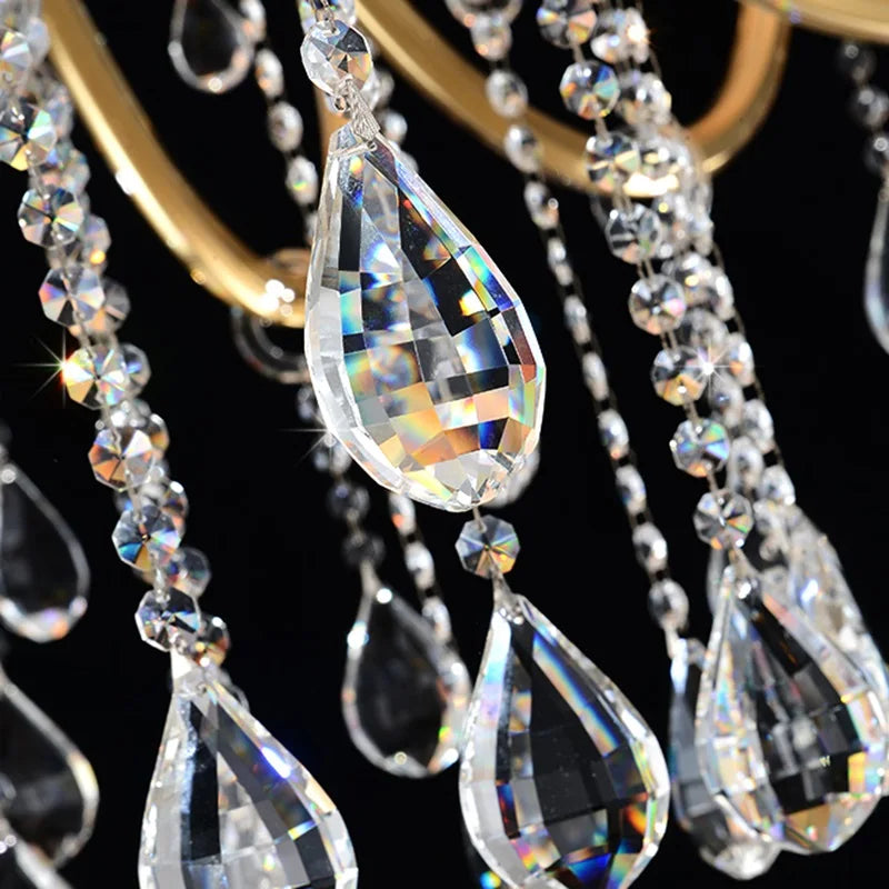Modern Large Foyer Chandeliers Lighting Glass Crystals For Chandelier Hanging Crystal Candle Lamp Lighting For Living Room