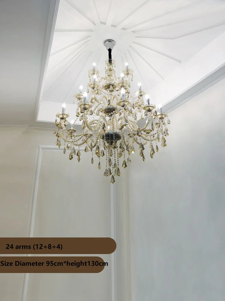 Large Villa 24/32/36/48 Lamps Crystal Chandelier Stair Long Restaurant Hotel Hall Lighting Fixture