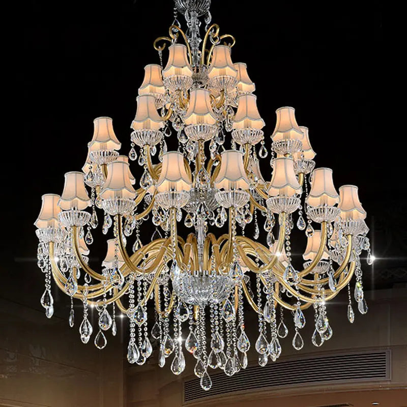 Modern Large Foyer Chandeliers Lighting Glass Crystals For Chandelier Hanging Crystal Candle Lamp Lighting For Living Room