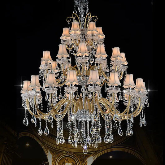 Modern Large Foyer Chandeliers Lighting Glass Crystals For Chandelier Hanging Crystal Candle Lamp Lighting For Living Room