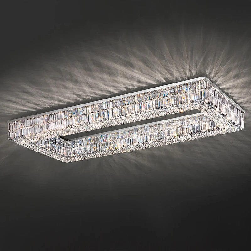 Modern Living Room Chandeliers Round/Square/Rectangle Chrome Hanging Light Fixtures Crystal Ceiling Chandelier For Bedroom Decor