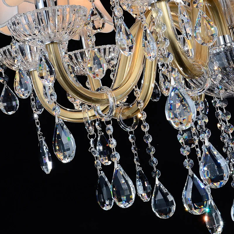 Modern Large Foyer Chandeliers Lighting Glass Crystals For Chandelier Hanging Crystal Candle Lamp Lighting For Living Room