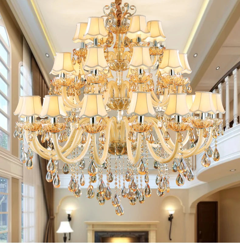 Continental Chandeliers Luxury Penthouse Hall Living Room Crystal lamp Villa Creative Lamps Staircase Lights Modern Candle Light