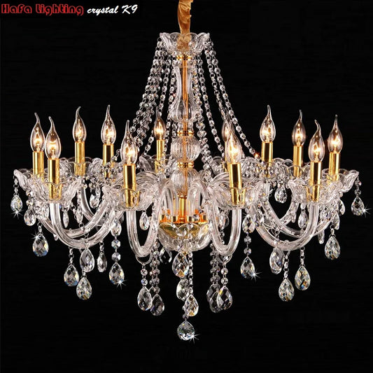 Stairs 1/2/3/4 Layer K9 Crystal Chandelier Pendant Light Luxury Lamp Hotel Lobby Villa Foyer Decoration Living Light Vintage