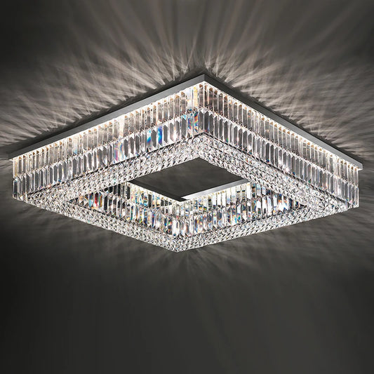 Modern Living Room Chandeliers Round/Square/Rectangle Chrome Hanging Light Fixtures Crystal Ceiling Chandelier For Bedroom Decor
