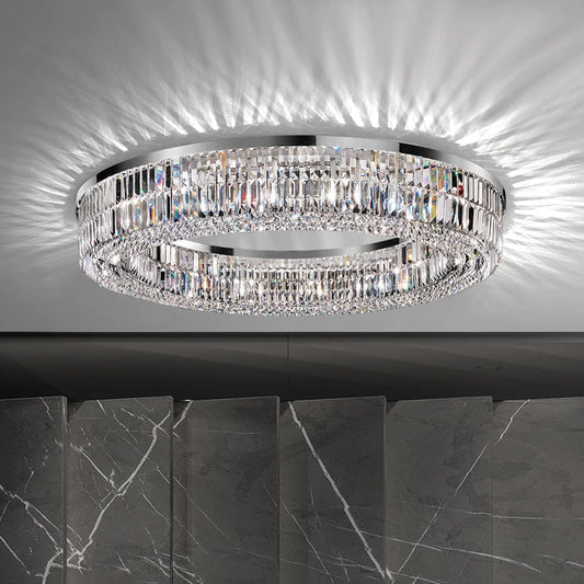 Modern Living Room Chandeliers Round/Square/Rectangle Chrome Hanging Light Fixtures Crystal Ceiling Chandelier For Bedroom Decor