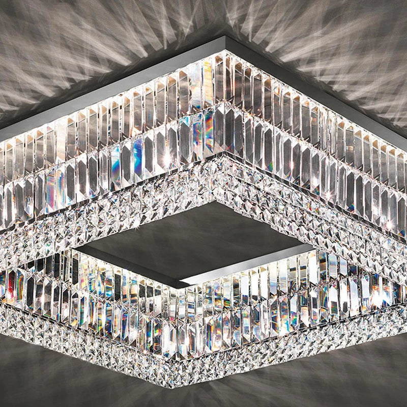 Modern Living Room Chandeliers Round/Square/Rectangle Chrome Hanging Light Fixtures Crystal Ceiling Chandelier For Bedroom Decor