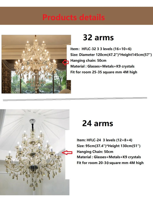 Large Villa 24/32/36/48 Lamps Crystal Chandelier Stair Long Restaurant Hotel Hall Lighting Fixture