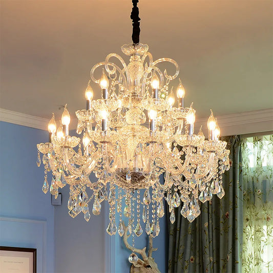 Luxury American elegant crystal chandelier led large crystal pendant lamp European crystal hanging light decoration lighting
