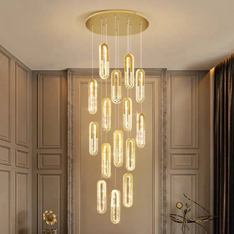 Modern home decoration crystal chandelier, stair Pendant lamp, living room Pendant lights, interior lighting