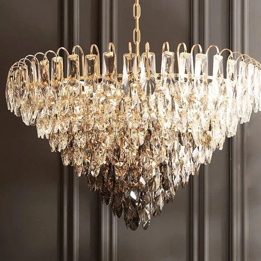 American Modern Luxury Chandelier Smoke Gray And Clear Crystal Art Light Home Decoration Suitable For Living Room, Dining Room