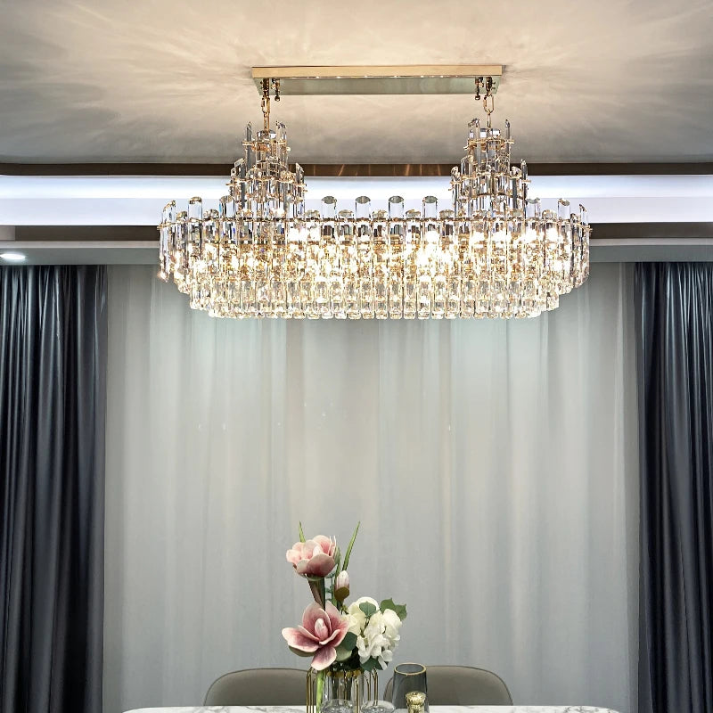 Light Luxury Led Crystal Chandelier Home Decoration Hall Living Room Villa Dining Room Chandelier Bedroom Lighting Fixtures