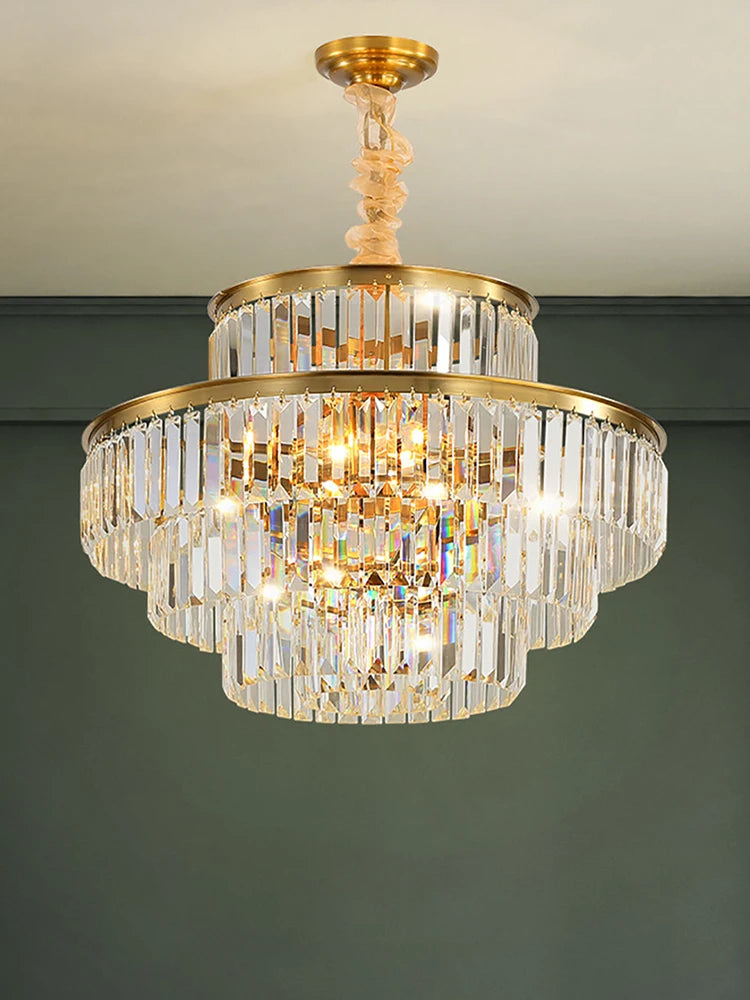 Crystal Chandelier Modern Ceiling Ligting Fixture Decor with Clear Crystal Luxury Pendant Lighting for Dining Room Entryway