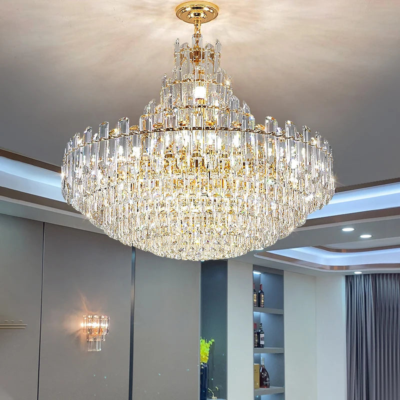 Light Luxury Led Crystal Chandelier Home Decoration Hall Living Room Villa Dining Room Chandelier Bedroom Lighting Fixtures
