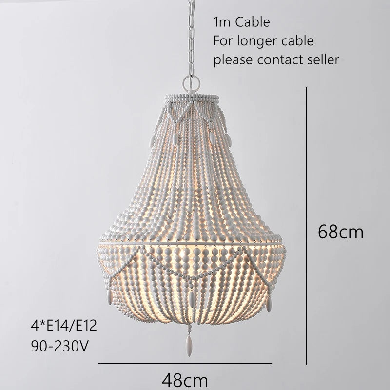 La Couronne Perlée - Wood Bead Crown Chandelier
