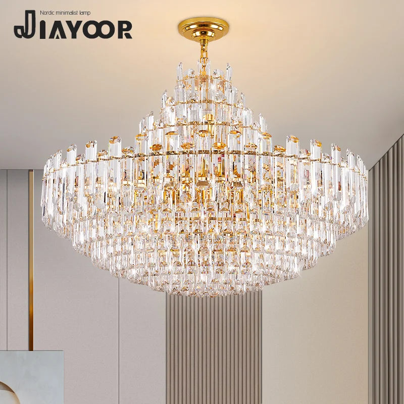 Light Luxury Led Crystal Chandelier Home Decoration Hall Living Room Villa Dining Room Chandelier Bedroom Lighting Fixtures