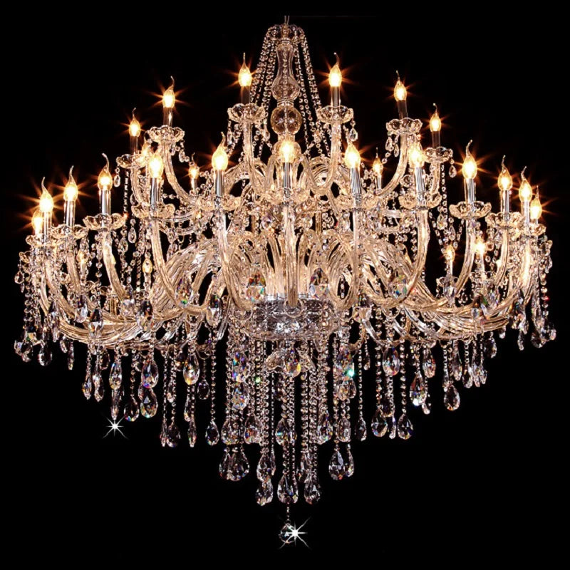 Large Luxury 36Lights Big K9 Golden/Chrome European Traditional Lighting Wedding Hall Lobby Led Luxury Candle Crystal Chandelier