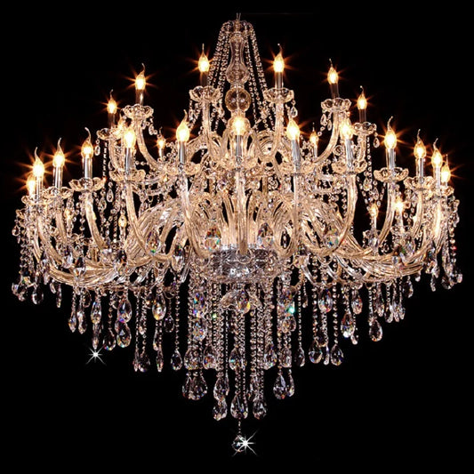 Large Luxury 36Lights Big K9 Golden/Chrome European Traditional Lighting Wedding Hall Lobby Led Luxury Candle Crystal Chandelier