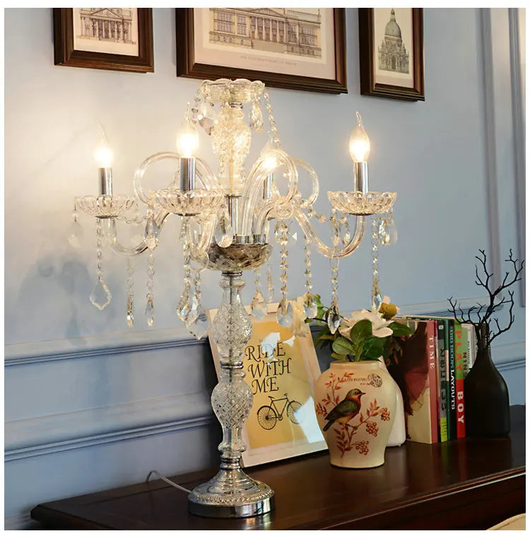 Luxury American elegant crystal chandelier led large crystal pendant lamp European crystal hanging light decoration lighting