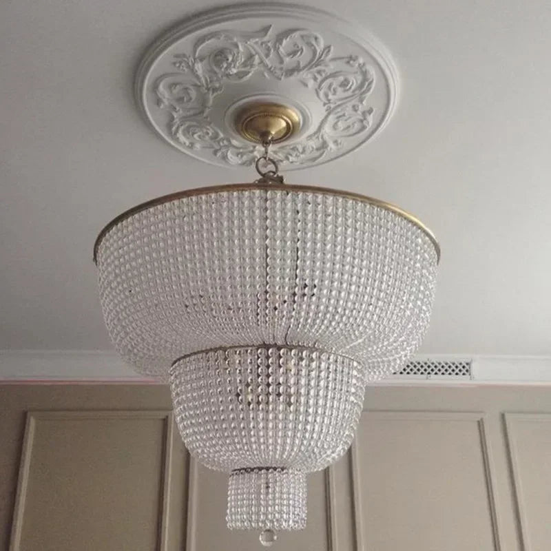 La Couronne Perlée - Wood Bead Tiered Chandelier