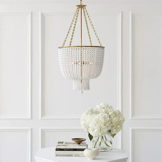 La Couronne Perlée - Wood Bead Tiered Chandelier