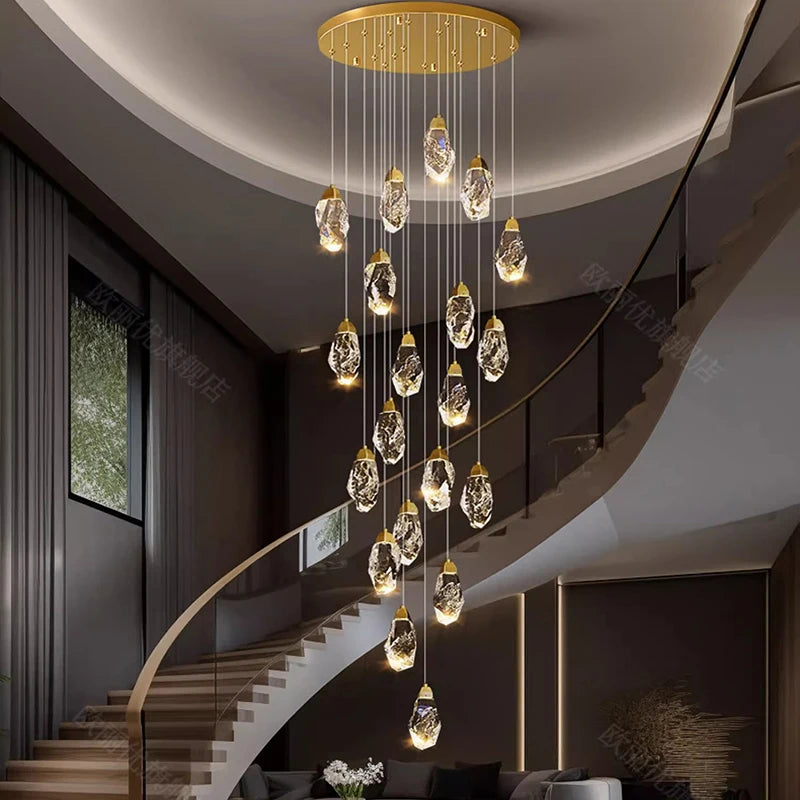 Modern home decoration crystal chandelier, stair Pendant lamp, living room Pendant lights, interior lighting