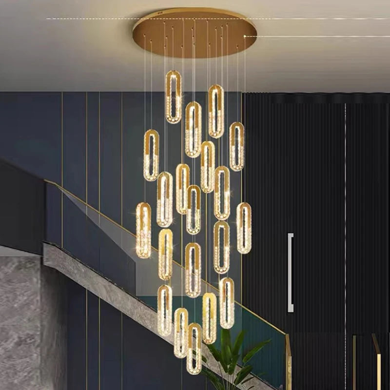 Modern home decoration crystal chandelier, stair Pendant lamp, living room Pendant lights, interior lighting