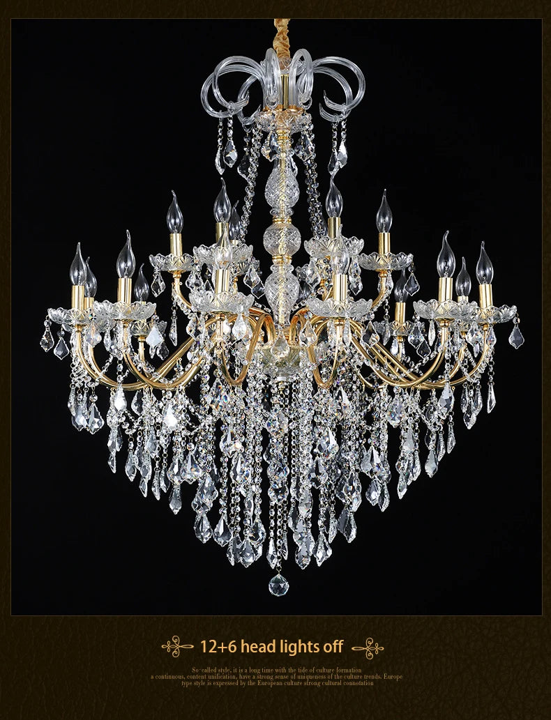 Wrought Iron Crystal Pendant Chandelier Gold / Chrome  Lamps For Living Room Ceiling Bedroom Villa  Hall Suspension Lights