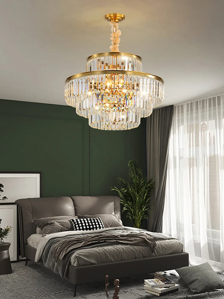 Crystal Chandelier Modern Ceiling Ligting Fixture Decor with Clear Crystal Luxury Pendant Lighting for Dining Room Entryway