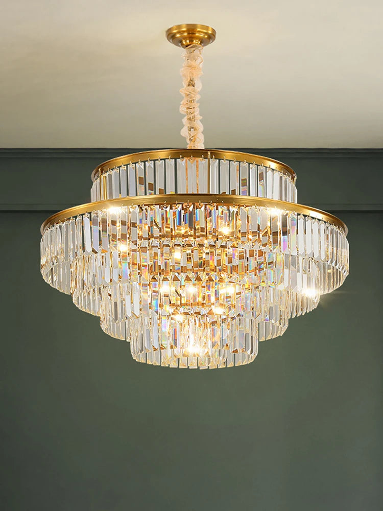 Crystal Chandelier Modern Ceiling Ligting Fixture Decor with Clear Crystal Luxury Pendant Lighting for Dining Room Entryway