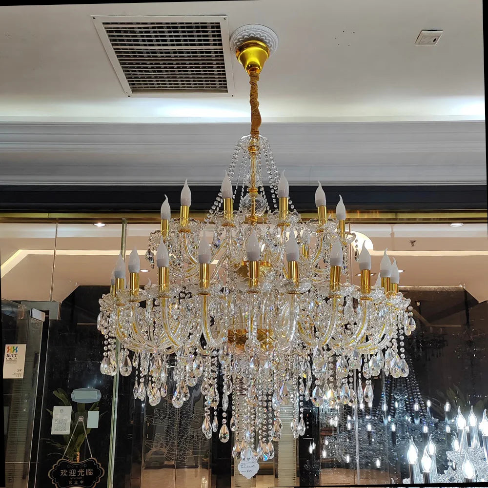 Large Luxury 36Lights Big K9 Golden/Chrome European Traditional Lighting Wedding Hall Lobby Led Luxury Candle Crystal Chandelier