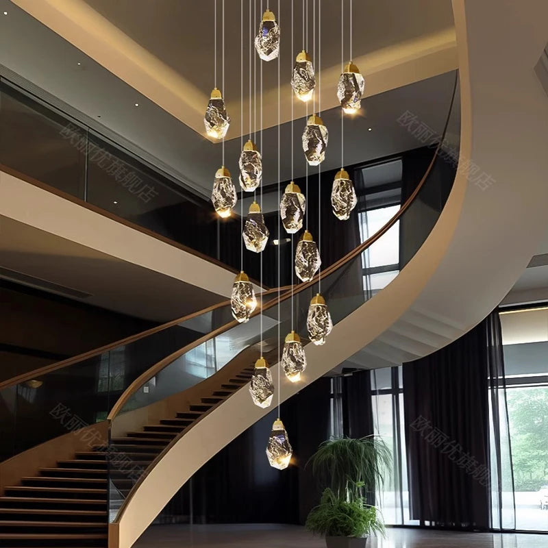 Modern home decoration crystal chandelier, stair Pendant lamp, living room Pendant lights, interior lighting