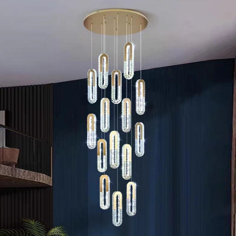 Modern home decoration crystal chandelier, stair Pendant lamp, living room Pendant lights, interior lighting