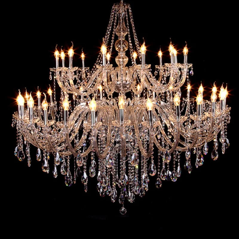 Large Luxury 36Lights Big K9 Golden/Chrome European Traditional Lighting Wedding Hall Lobby Led Luxury Candle Crystal Chandelier