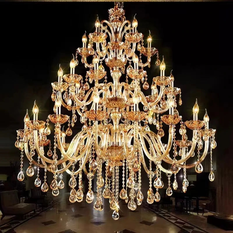 Continental Chandeliers Luxury Penthouse Hall Living Room Crystal lamp Villa Creative Lamps Staircase Lights Modern Candle Light