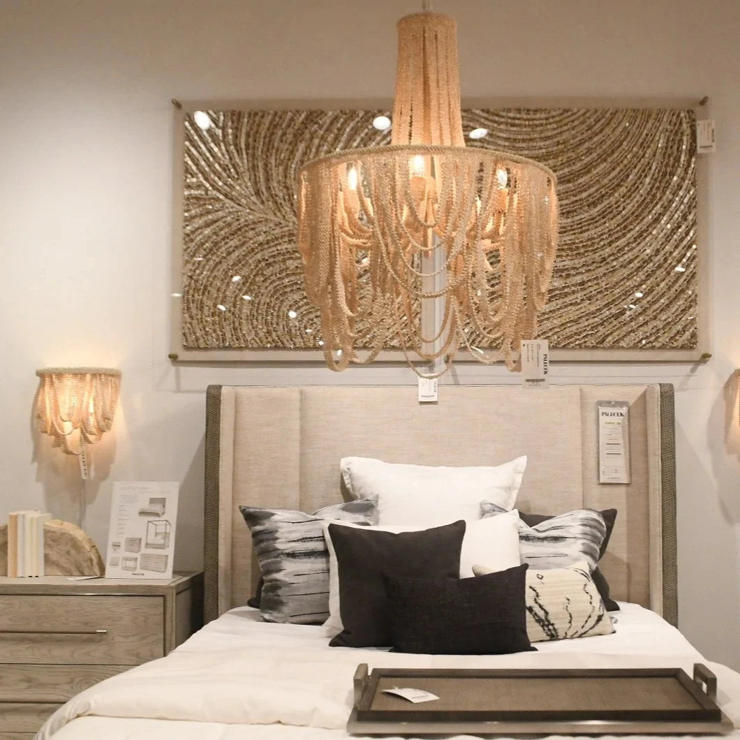 Coco Beads Chandelier Lamp, Boho Villa Hotel Lobby Pendant Lighting, Ceiling Lighting For Bedroom Staircase Dinning Living Room