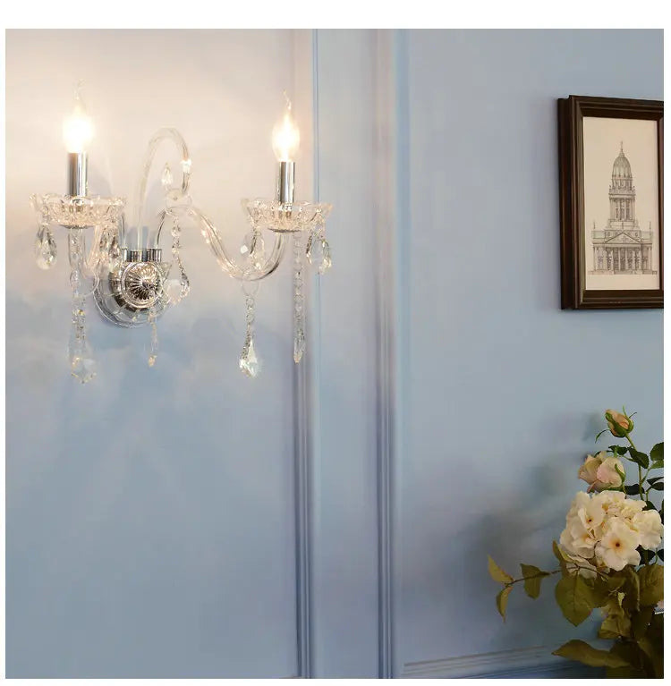 Luxury American elegant crystal chandelier led large crystal pendant lamp European crystal hanging light decoration lighting