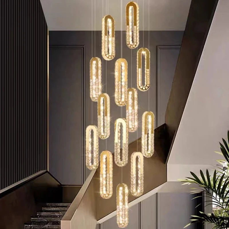 Modern home decoration crystal chandelier, stair Pendant lamp, living room Pendant lights, interior lighting
