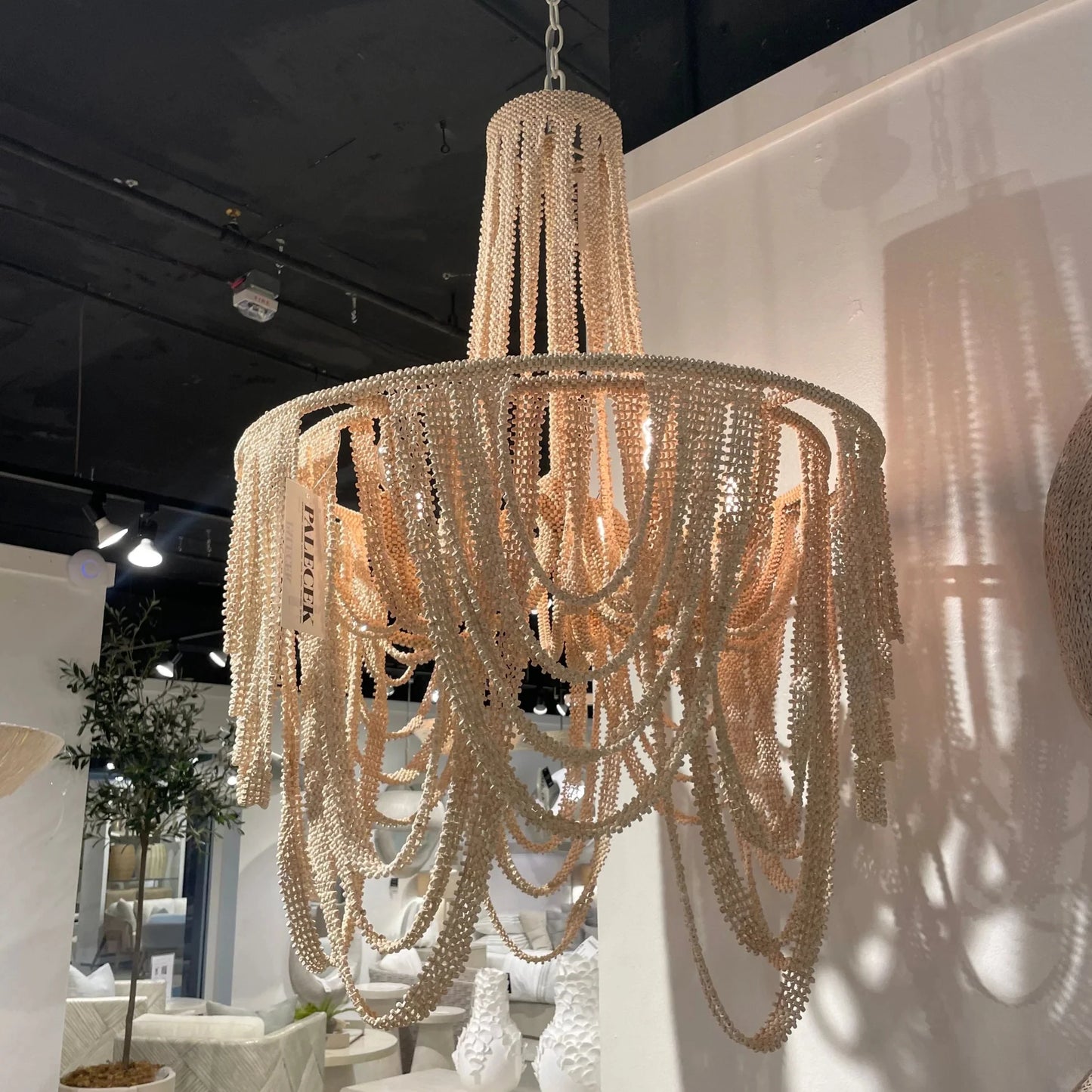 Coco Beads Chandelier Lamp, Boho Villa Hotel Lobby Pendant Lighting, Ceiling Lighting For Bedroom Staircase Dinning Living Room