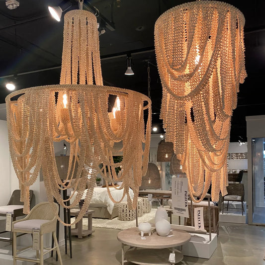 Coco Beads Chandelier Lamp, Boho Villa Hotel Lobby Pendant Lighting, Ceiling Lighting For Bedroom Staircase Dinning Living Room