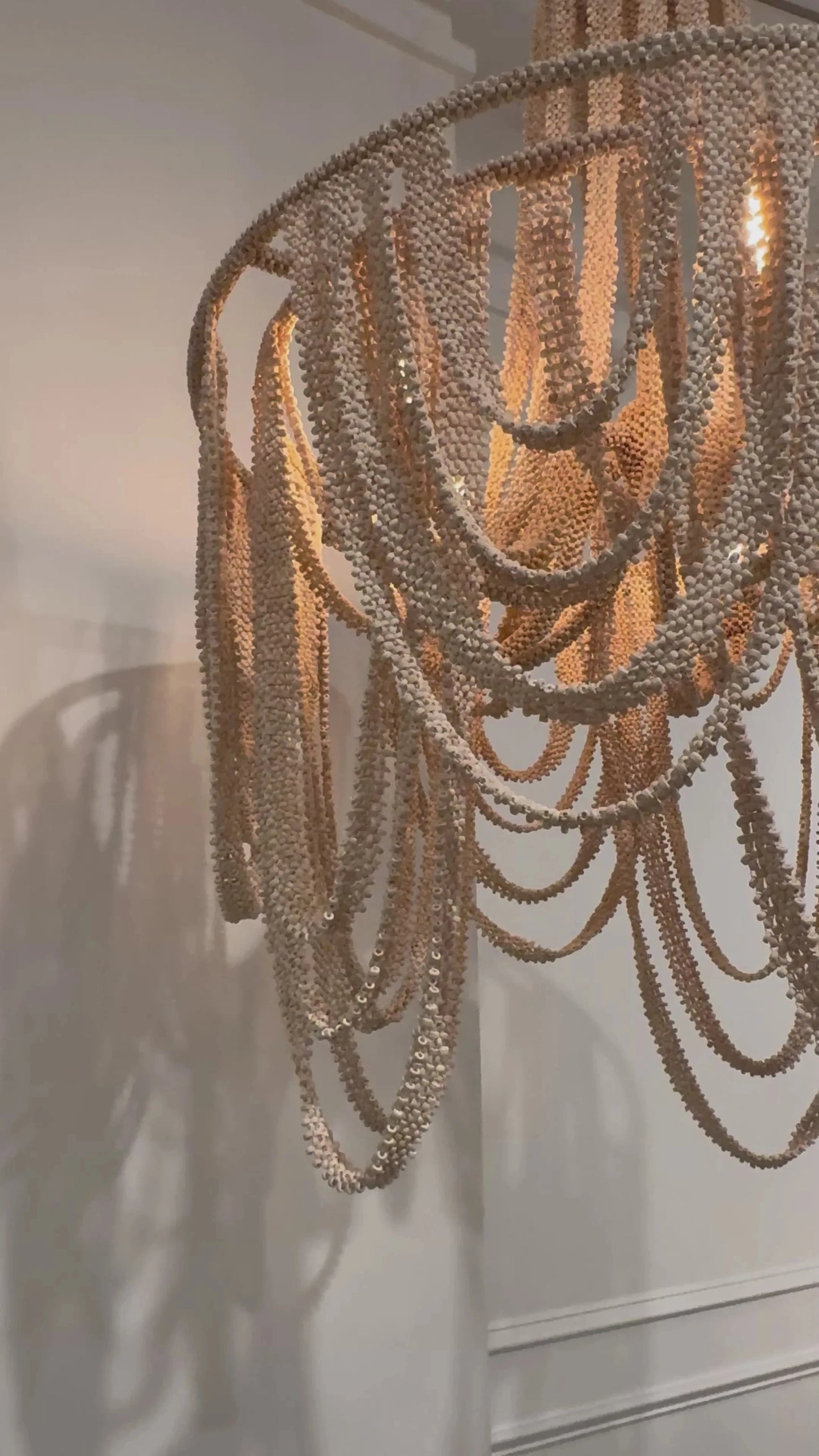 Coco Beads Chandelier Lamp, Boho Villa Hotel Lobby Pendant Lighting, Ceiling Lighting For Bedroom Staircase Dinning Living Room