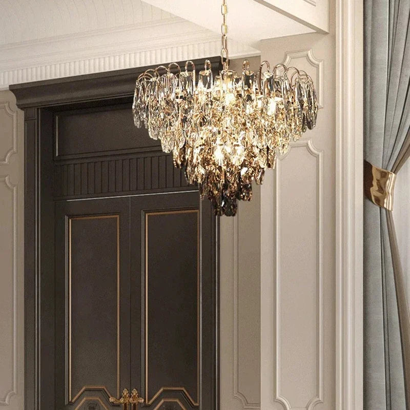 American Modern Luxury Chandelier Smoke Gray And Clear Crystal Art Light Home Decoration Suitable For Living Room, Dining Room