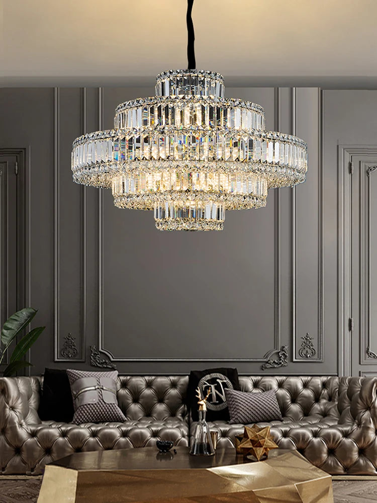 Crystal Chandeliers LED Luxury Home Lighting Fixture for Foyer Hanging Lamps Designer Decor Lustre Living Room High Ceiling