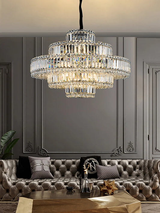 Crystal Chandeliers LED Luxury Home Lighting Fixture for Foyer Hanging Lamps Designer Decor Lustre Living Room High Ceiling