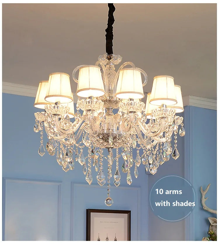 Luxury American elegant crystal chandelier led large crystal pendant lamp European crystal hanging light decoration lighting