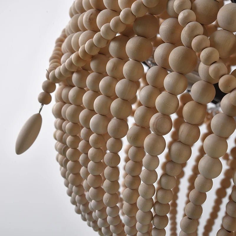 La Couronne Perlée - Wood Bead Crown Chandelier